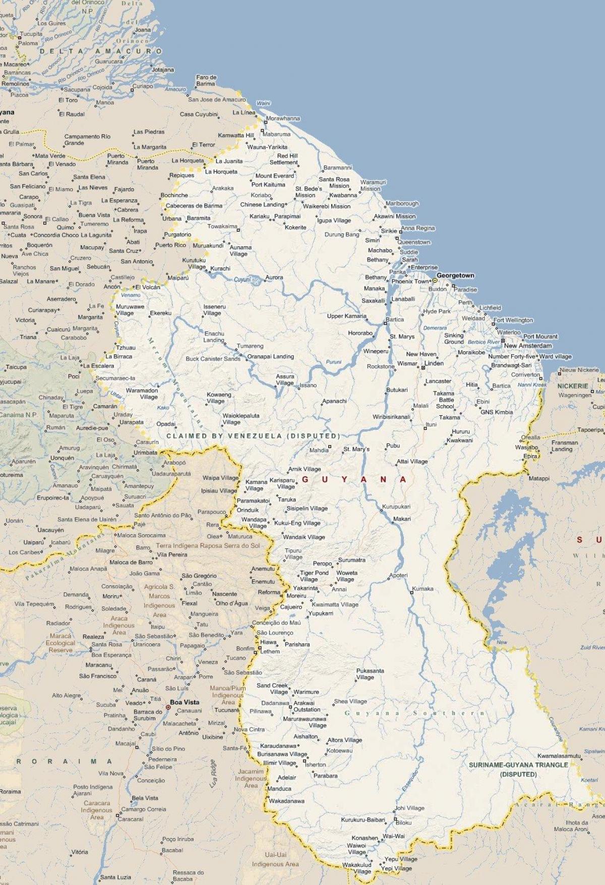 mapa de la Guaiana carretera