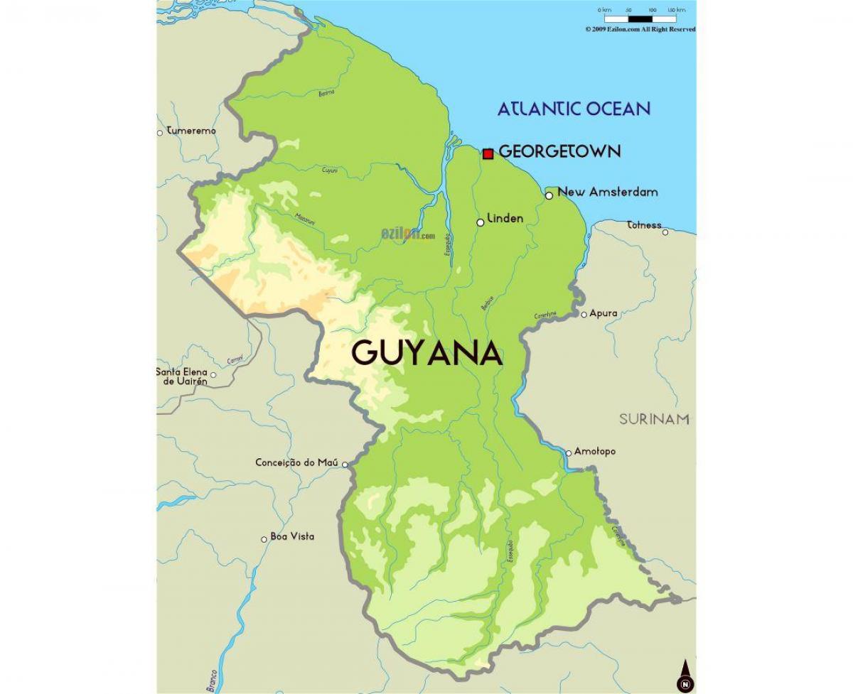 un mapa de la Guaiana