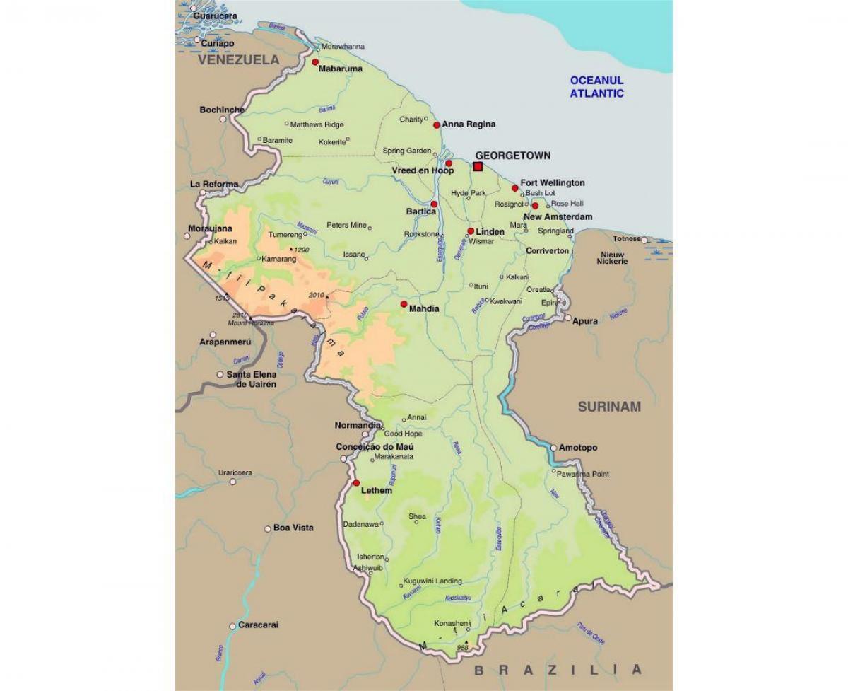 mapa de la Guaiana mostra les poblacions