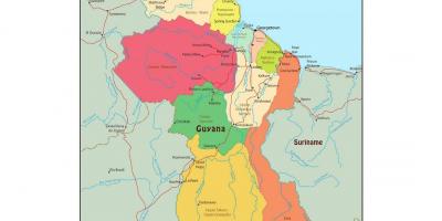 Mapa de la Guaiana mostrant 10 regions administratives
