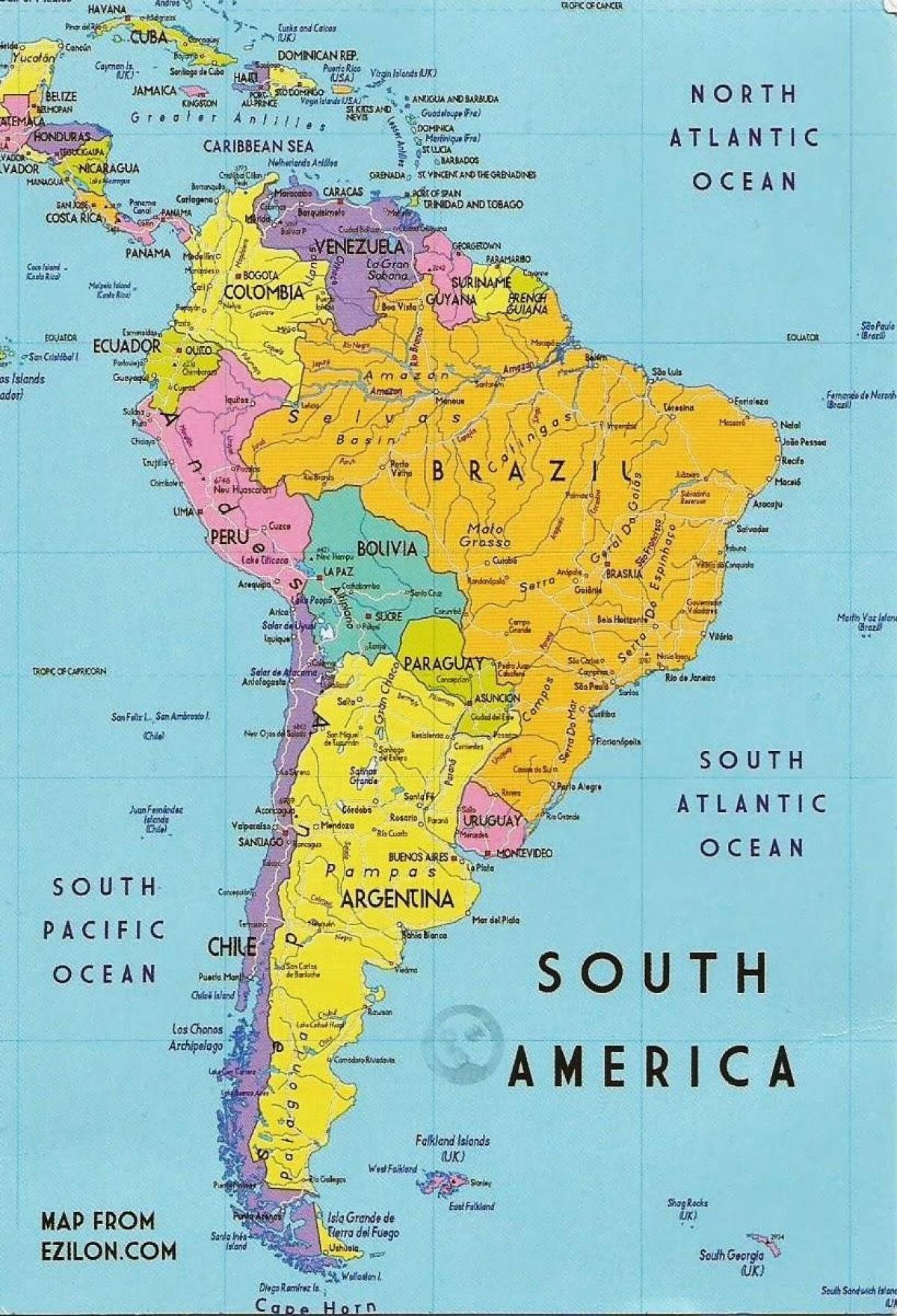 mapa de la Guaiana amèrica del sud 