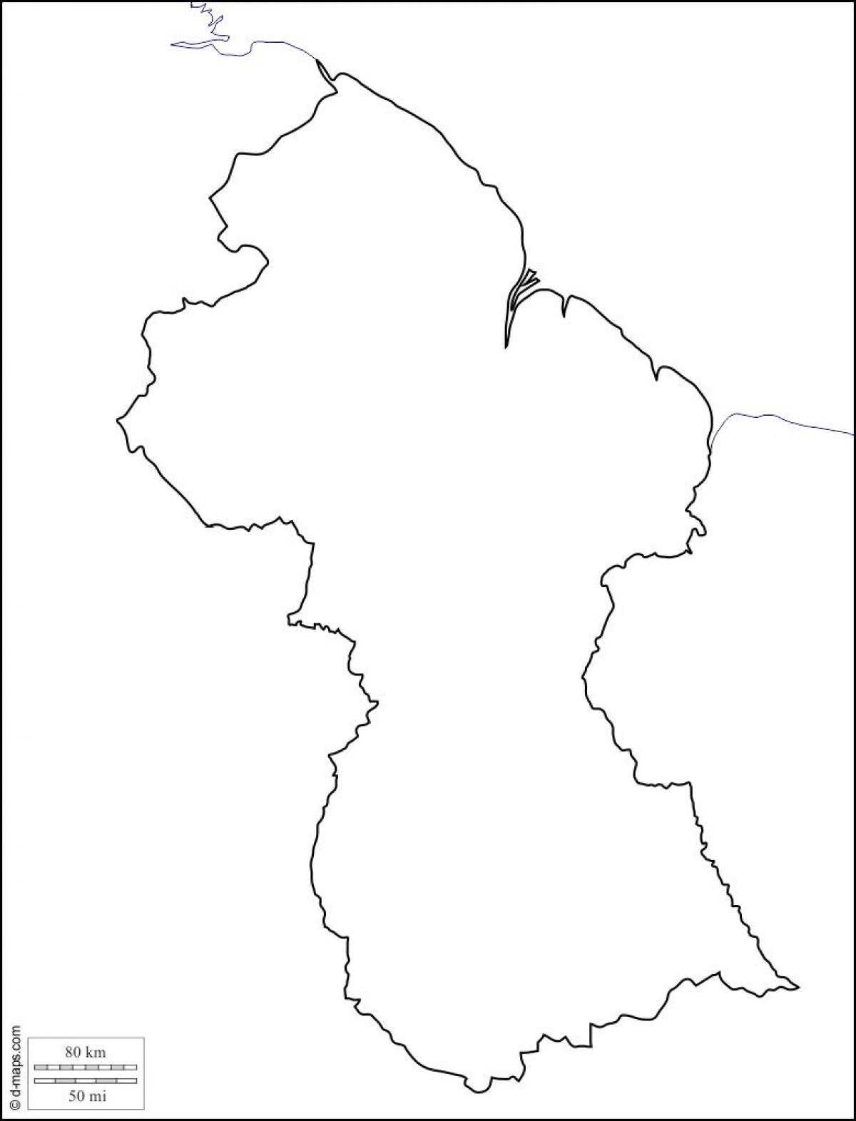 en blanc mapa de la Guaiana