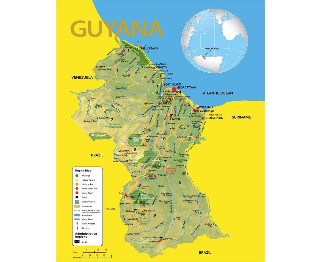 mapa de la Guaiana mapa de localització
