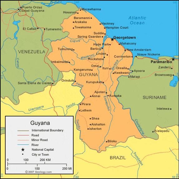 mapa de la Guaiana política