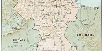 Mapa de ameríndies assentaments a la Guaiana