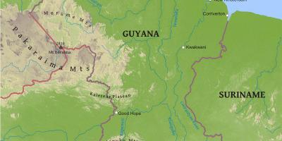 Mapa de la Guaiana mostrant la baixa plana costanera
