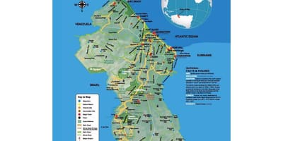Mapa de mapa que mostra com la amerindians va arribar a la Guaiana